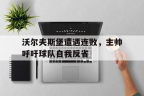今年会官网入口-关于沃尔夫斯堡遭遇连败，主帅呼吁球队自我反省的信息